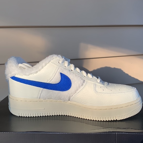 Nike Air Force 1 '07 Women’s Coconut Milk/Campfire Orange/Racer Blue Sneakers - Picture 3 of 9